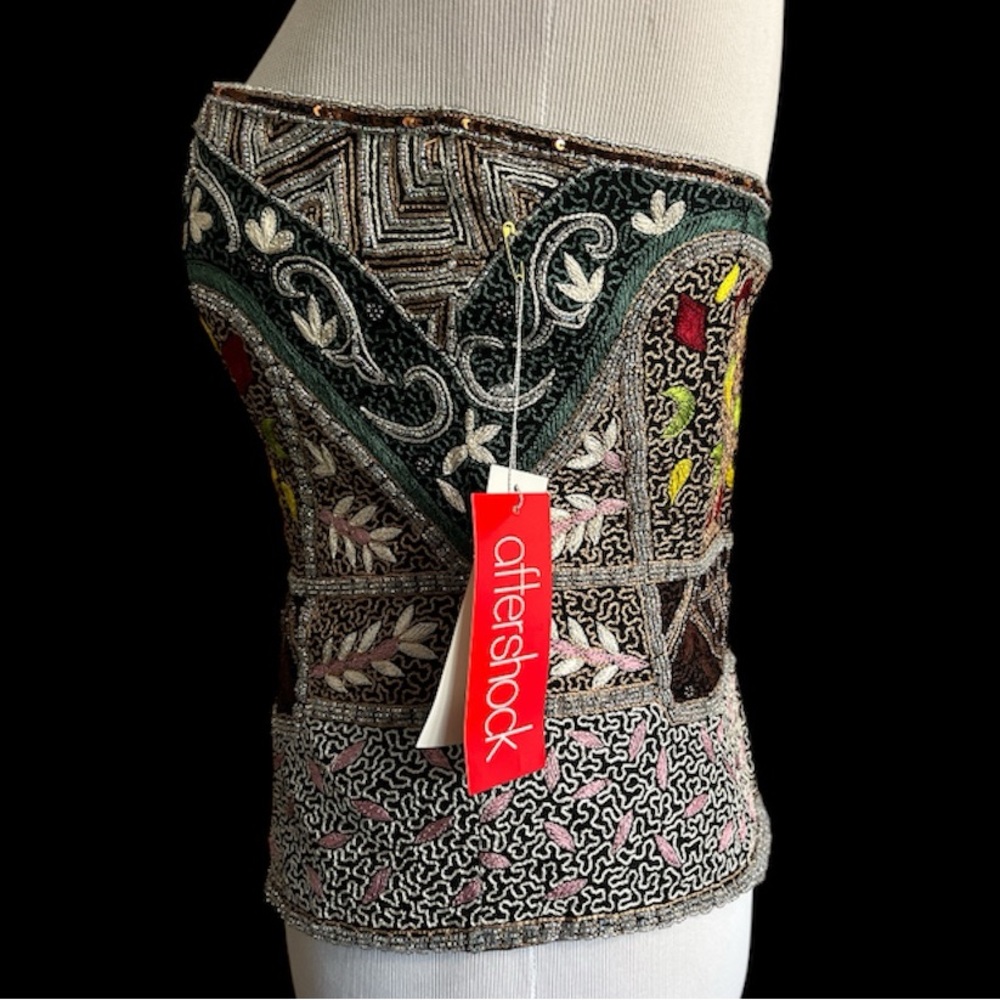 Vintage Anthropologie Aftershock Corset Cami Silk Beaded 90s Party Sexy MoneyNEW - Picture 4 of 17